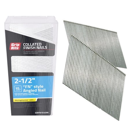 Grip-Rite Grip-Rite 2-1/2 in. L X 15 Ga. Angled Strip Electro Galvanized Finish Nails 1000 pk GRFN1540M